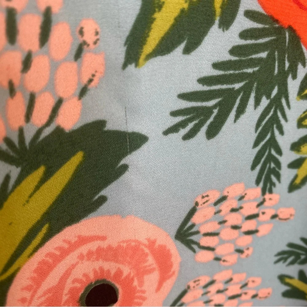 Rifle Paper Paper Crown Anthropologie Floral Blue MIDI Bell sleeve Dress SP - Picture 7 of 16